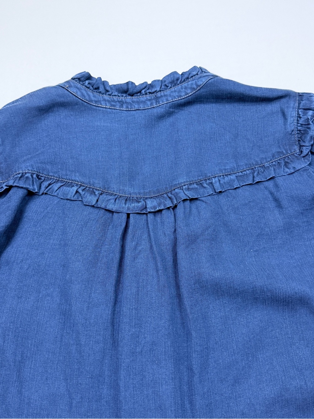 Democracy Navy Ruffle-Trim Button Front Blouse - Picture 8 of 10